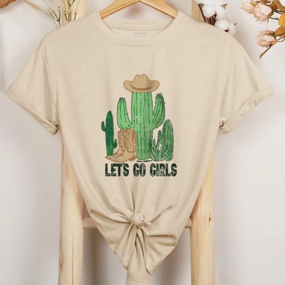 Let’s Go Girls Cactus And Slogan Graphic Tee